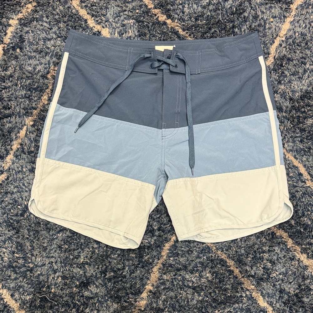 Marine Layer Men's Swim/Board Shorts - Navy, Light Blue, Cream